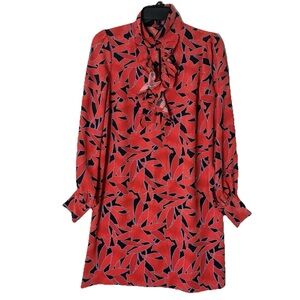 Nwot Ann Taylor Floral Ruffle Cuffed Shirt Dress in Night Sky Size XS